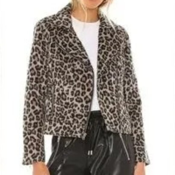 Cupcakes and Cashmere Margaux Leopard Print Moto Biker Jacket Small - Picture 2 of 14